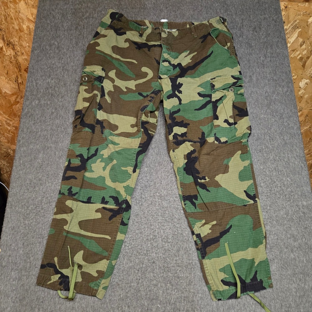 Vintage Caribbean Needle Point Trouser Camouflage Pattern Combat Men 30x29 Green